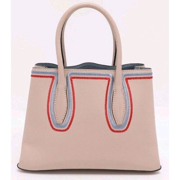 Kate Spade Beige Leather Small Eva Embroidered Tote Purse Whimsical Chic Preppy - Picture 3 of 15